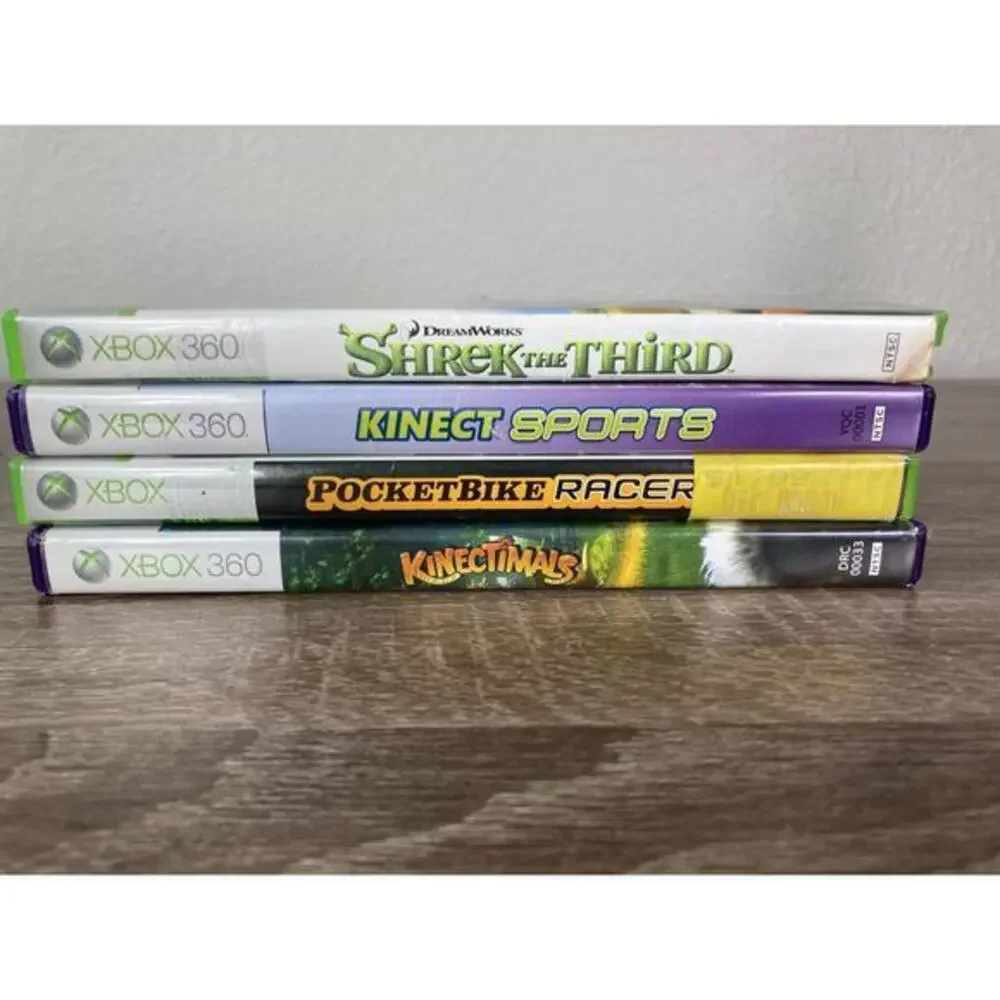 Xbox 360 Game Lot: Kinectimals, Kinect Sports, Shrek, PocketBike Racer